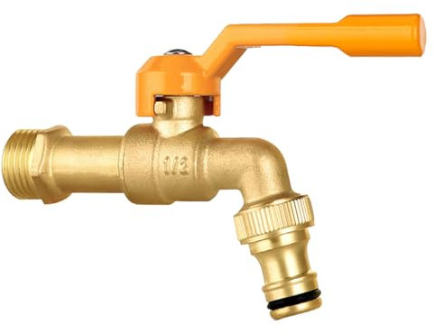 SXWYLZ Robinet Exterieur Jardin Laiton Robinet Mural Eau Froide Robinet Mural Exterieur Jardin Applique Mural Robinet de Jardin Extérieur Robinet Antigel,Jaune