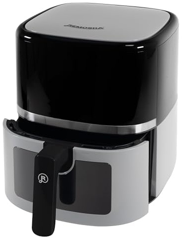 REMOSKA Heißluftfritteuse Vento R301001 5,5 l, für 4 Personen, 360° Heißluftstrom, 8 Programme, LCD, Leiser Betrieb Nur 48,9 dB, Fenster für die Lebensmittelüberwachung, Non-Stick-Gitter, 1350 W