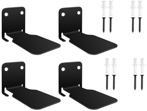 Gttyowyin Invisible Black Bookcase Wall, Wandmontierte Bücherregale aus Eisen, Robust Wall Shelf Metal Made of Iron for Wall Mounting for Office, Bedroom Decorative Bookcase Floating - 4pack