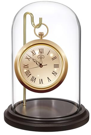 SUMNACON Glasglocke mit Haken, transparente Taschenuhrkuppel, dekoratives Display, Glocke, Glasabdeckung, Kuppel, Uhr, Ornament, Vitrine mit Sockel (keine Uhr)