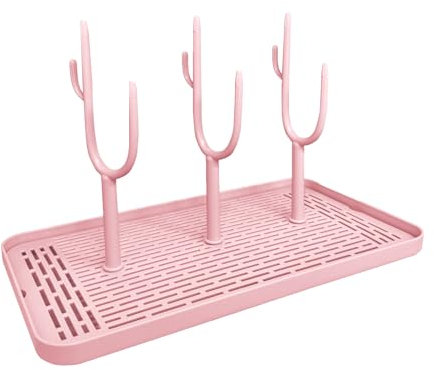 Neylokfen Trockenständer Babyflaschen Groß, Trockenständer für Babyflaschen mit Abtropfschale, BPA frei Babyflaschen Flaschenständer für Flaschen Bechern und Babyflaschen Zubehör (Rosa)
