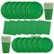 64Pcs Solid Color Party Tableware Set,Green Disposable Tableware Set Include Plates Napkins and Cups Dessert Plates for Kids Party Birthday Wedding Table Decorations