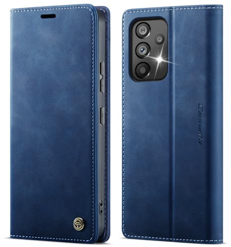 CaseMe Handyhülle für Samsung Galaxy A53 5G Hülle Premium Leder mit RFID Schutzhülle Klapphülle Magnet Kartenfach Standfunktion Klappbar Flip Case Tasche für Galaxy A53 - Blau