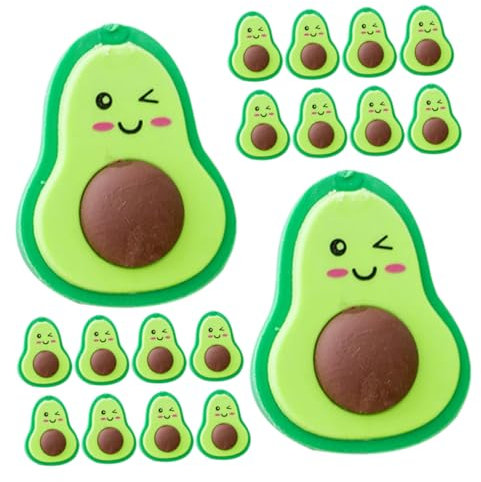 Veemoon 20 Stück Niedliche Avocado Radierer Praktische und Dekorative Radiergummis für Schule und Büro Vielseitige Schreibwaren Zubehör im Cartoon Stil Gemischte Designs
