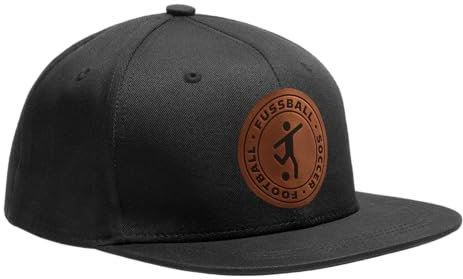 Generisch Fußball Kunstleder Patch Snapback Cap Herren Damen – Streetwear Basecap Verstellbar – Soccer Flatbrim Mütze – Sport Kappe für Training & Freizeit