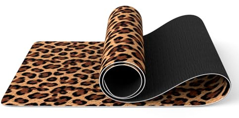 Haquno Extra Thick Yoga Mat 6mm - Non-Slip Exercise Mat for HIIT, Pilates & Home Workouts & Workout with Free Carry Strap(leopard print)