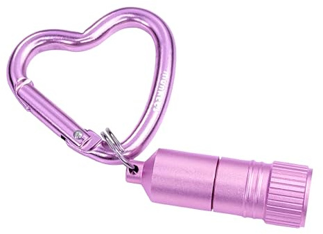 munkees® Herz Karabiner Schlüsselanhänger mit LED Mini-Taschenlampe – stylisches Accessoire aus eloxiertem Aluminium für Damen