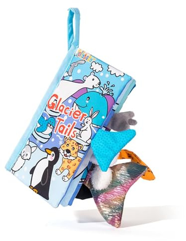 HECCEI Baby Book Crinkle Cloth Book for Sensory Development,0-12 Months | Touch and Feel Soft Books, Interactive Glacier Tails Ideal Sensory Toys for 0 3 6 12 Months Infants Newborn Gifts