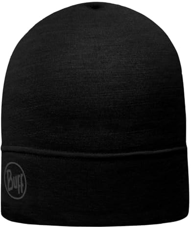 BUFF Unisex Herren Damen Mütze Wollmütze Merino Lightweight Beanie, Farbe:Schwarz, Artikel:-999 solid Black
