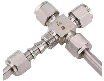 1 pz. Raccordo a croce a 4 vie con doppia ghiera in acciaio inossidabile 304 da 4, 6, 8, 10 mm, 12 mm, 1/8, 1/4, 3/8, 1/2, raccordo for tubo a compressione d'aria(1-4 in(6.35m) Tube)