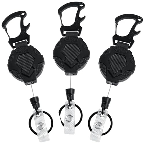 VINATO 3 Pezzi Portachiavi Retrattile, Portachiavi Estensibile Resistente con Cavo Acciaio 80cm, Porta Badge Allungabile per Ufficio, Affari