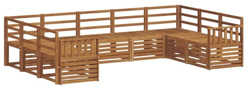 vidaXL Sofagarnituren 9 pcs Natur Massivholz Akazie, Moderne Gartenbank, strapazierfähige Eckmöbel für draußen, gemütliches Loungeset für Terrasse und Patio