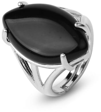 Natursteinringe for Frauen, verstellbar – personalisierter ovaler großer Amethyst-Achat-Ring, offener Ring mit Halbedelsteinen for Unisex