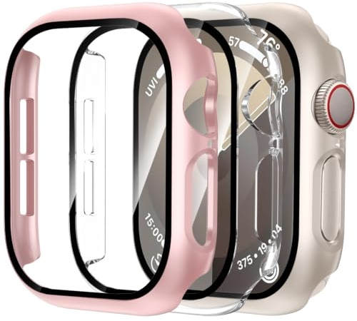 3-Stück Hülle für Apple Watch SE 3/SE 2/SE/Series 6/5/4 44mm | Harte PC-Schutzhülle mit Displayschutz, Gehärtet Displayschutzfolie, Kratzfest & Stoßfest, Ultradünn