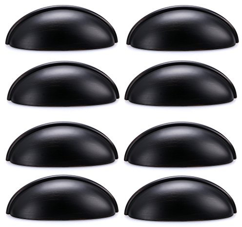 Sumnacon 8pcs Poignée Bouton en forme de coquille, Bronze frotté, Cache les vis, décorer le Tiroir, la Commode, Placard, Meuble etc. (Noir+brun)