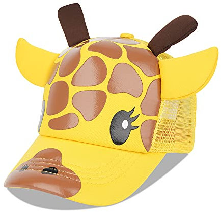 LANGZHEN Kleinkind Nette Tier Baseball Cap Einstellbare Kinder Outdoor Sonnenhüte Baby Mesh Back Cap für Jungen und Mädchen (M-Giraffe)