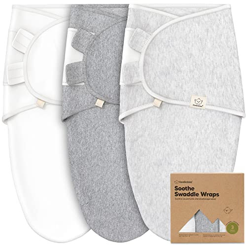KeaBabies 3-Pack Bio Swaddle Schlafsack Baby - Pucksack Baby 0-3 monate für Neugeborene, Weich und Gemütlich Pucktuch Säuglinge fur Mädchen, Jungen, Babyschlafsack Neugeborene,Atmungsaktiv(Cloud)