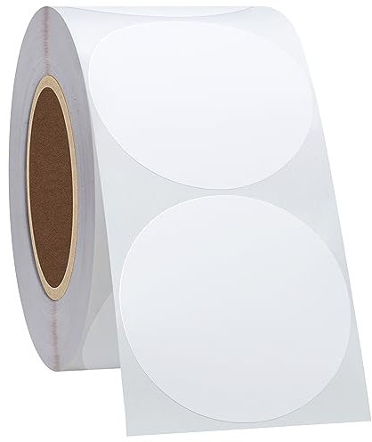 Hycodest Runde Thermo-Aufkleber, selbstklebende runde Mehrzweck-Thermodirektetiketten für Etikettendrucker, 5 cm großer Kreis, 750 Etiketten (Weib)