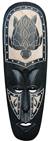 Wogeka - 50 cm Schildkröte Wand-Maske - im Ethno Style Afrika aus Holz als Geschenk-Idee zu Weihnachten Geburtstag Dekoration - Handarbeit Schnitzerei von Bali Maske96