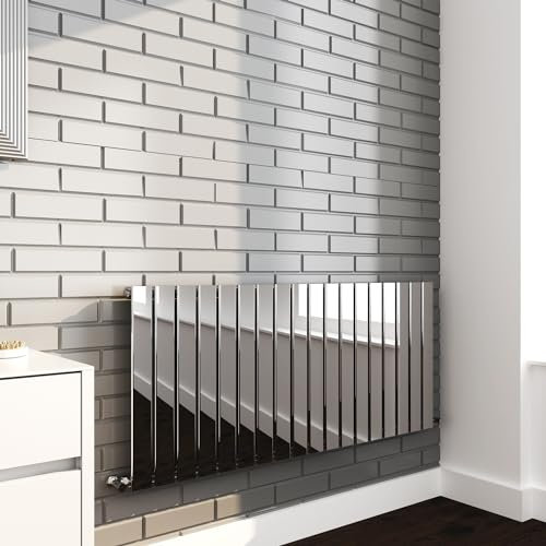 Luna Chrome Flat Panel Designer Radiator Horizontal High Heat Output Central Heating - 1364mm (w) x 600mm (h) - 2731 BTUs