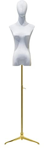 Schaufensterpuppe Körper Weiblich Schneiderbüste Damen mit höhenverstellbarem Stabiler Dreibeinständer aus Metall Schaufensterpuppe Körper Weiblich Zum Displays Schmuck ( Color : White , Size : S/smal