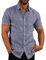 COOFANDY Mens Linen Shirts Summer Holiday Shirts Short Sleeve Casual Beach Shirt Work Shirt Plain Blue M