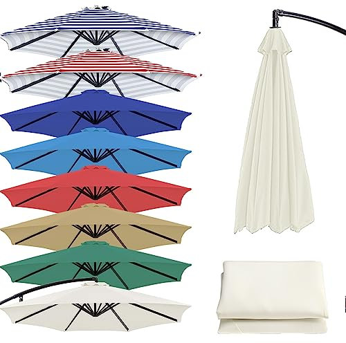 2m/2,7m/3.0m Tela De Repuesto Para Sombrilla De Patio, 6 Varillas/8 Varillas Toldo Reemplazo Para Sombrilla De Jardín Villa Patio, Cubierta De Tela Para Parasol En Voladizo(Color:White,Tamaño:300cm 6-