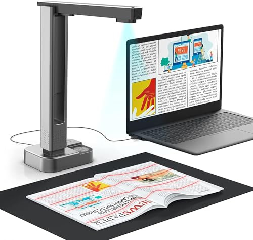JOYUSING Scanner per libri e documenti da 16 MP, tecnologia di appiattimento automatico e deskew, acquisizione A3, A4, OCR, Converti in PDF/Word/Txt/Excel su Windows e PDF su Mac