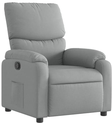vidaXL Fauteuil Inclinable, Chaise de Relaxation avec Repose-Pieds, Siège avec Dossier et Accoudoirs Salle de Séjour, Moderne, Gris Clair Tissu