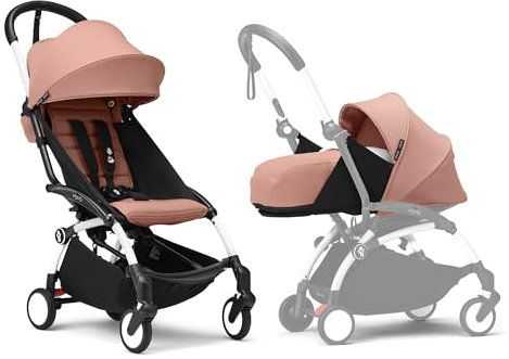 Stokke YOYO3 Kinderwagen mit Neugeborenen Set - Enthält weißem Rahmen, YOYO 6 + Textilset (Ginger) & 0 + Neugeborenen Set (Ginger)