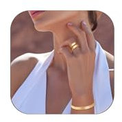 Einstellbare islamische Ayatul Kursi Ring/Armband für Frauen Männer Muslim Allah Koran Ringe Arabisch Kalligraphie Islam Eid Islamischer Ringe Schmuck Geschenke (Gold Ayatul Kursi Ring und Armband)