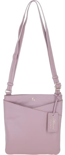 Ashwood Real Leather Cross Body Bag for Women - Zip Top Handbag with Multiple Pockets - Wood Rose - 64640/Curve