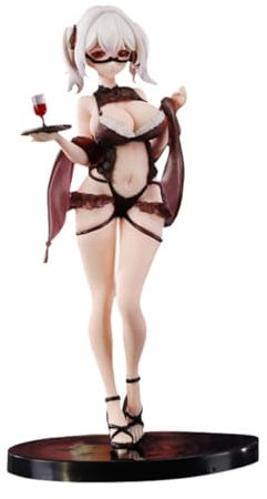 UUIVIRS Anime Figuren Weinkellnerin, Anime Figur Cynthia Black Sexy Dress Up, 27cm PVC Figure, Figuren Statue, Anime Figure, Puppe Desktop Ornamente, Anime Modell Statue