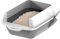 Rex & Roxy Cat Litter Tray | Litter Tray With Scoop | Cat Litter Box | Kitten Litter Tray With Open Top | Large Tray With Detachable Rim | Non Stick Surface | Splash Guards | 35 x 45 x 22cm