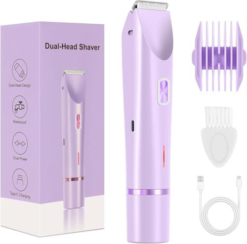 Dual-Head Intimrasierer für Frauen, Damenrasierer elektrisch, IPX7 Wasserdicht, Wiederaufladbarer Rasierer Damen Intimbereich, Kabelloser Rasierer für verschiedene Körperteile