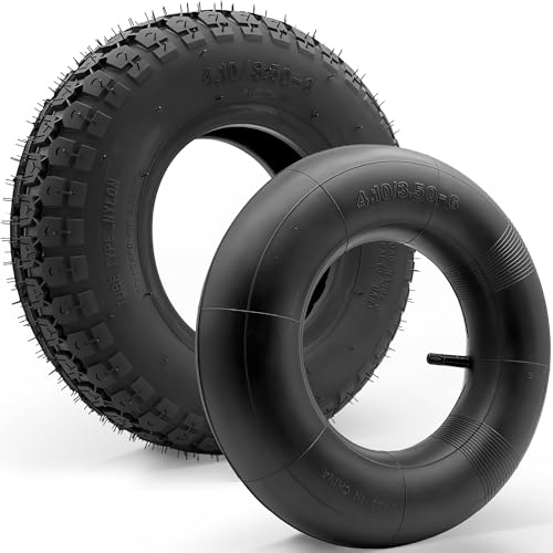 Felixstory 4.10/3.50-6 Hochleistungsreifen und Schlauch, Ersatz für 13 x 4.00-6 Reifen, für Go Kart Chinesisches ATV Quad 4 Wheeler Mini Bike Rasen Ausrüstung Garten Rototiller Schneefräse Schubkarre
