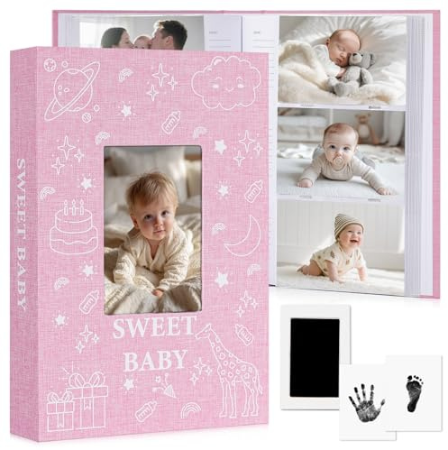 EARLY MINDS Baby Photo Album 6x4 300 Pockets, Linen Slip-in Memory Book