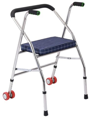 Gehhilfe Klappbarer Gehwagen mit Rädern, Rollgehwagen, Vorderrad-Gehwagen, leichte Gehwagen mit Sitz for Senioren und Erwachsene