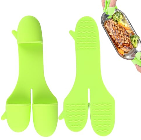 Lunaobrik Acessórios Para Churrasco Ao Ar Livre Ofenhandschuhe aus rutschfestem Silikon mit drei Fingern zum Kochen Grillen Mikrowelle Herren Damen Camping
