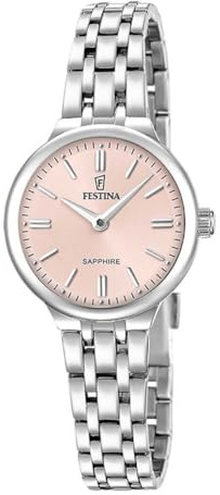 Festina Damenuhr Analog aus Edelstahl 316L | Quarzuhr, Widerstandsfähiges Saphirglas, Wasserdicht 5 ATM, F20744/2, Mademoiselle