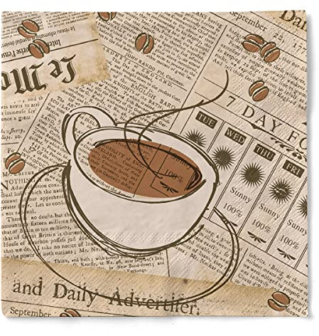 Sovie HORECA Serviette Good Morning | Tissue 33x33 cm | Kaffee Guten Morgen Frühstück Gastronomie | 100 Stück Braun-Creme