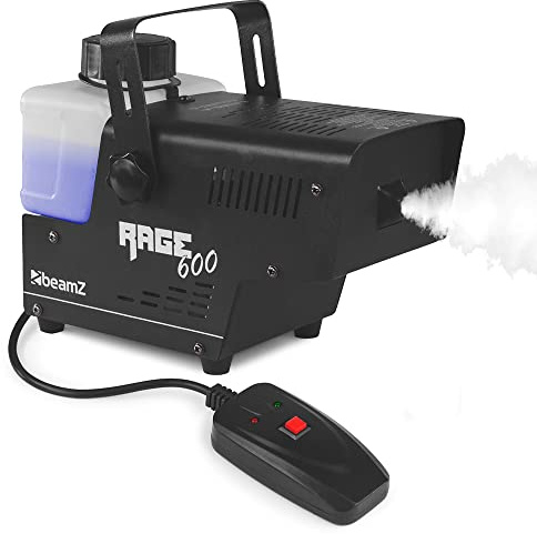 beamz Rage600I Smoke Machine, 600W Compact Thermostatic Party Fogger System with 500ml Fluid Tank and Wired Remote Control for DJs, Discos, Events and Small Venues