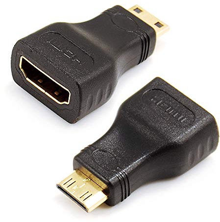 VMOJO 2X Mini-HDMI Male to HDMI Female Adapter | C-Type to A-Type adapter | standard 2.0, notebook/DV/camera converter adapter up to 2160/1080 full HD gold-plated contacts