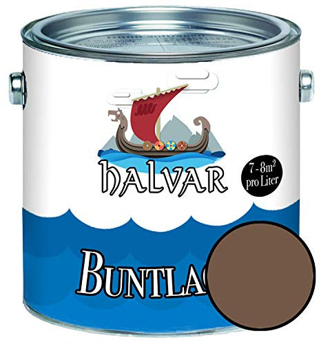Halvar Barniz para madera y metal mate marrón RAL 8000 8028 Barniz para madera para interior y exterior resistente a la intemperie y protección de larga duración perfecta (20 L RAL 8025 marrón pálido)