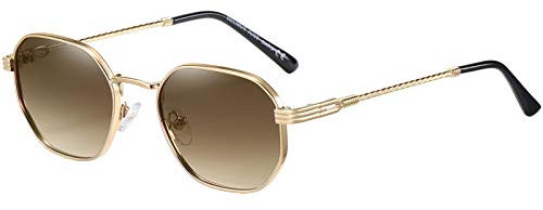 H HELMUT JUST Retro Sonnenbrille für Damen und Herren Achteckigem Goldenem Rahmen und Braunen polarisiert Gläsern