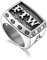BlackAmazement 316L Edelstahl Ring Tief gravierte Buchstaben FTW Mittelfinger Silber Schwarz Punk Biker Herren (71 (22.6))