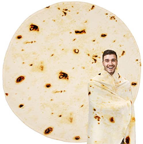 PAVILIA Burrito Tortilla-Decke, doppelseitig, Taco-Mehl, Überwurf für Erwachsene, Kinder, Teenager, realistische Lebensmitteldecke, lustiges Gag-Geschenk zum Geburtstag, Beigemehl, 203,2 cm