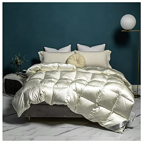 FXNFXLA Ganzjährig Flauschige Bettdecke, Füllkraft 500 hochdichte Luxus-Gänsedaunen-Steppdecke aus hochdichtem Polyester, weiße Winterdecke in Queen-Size-Größe(Size:200 * 230cm,Color:B)