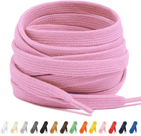 Laceter 2 Paia - Lacci Scarpe Piatti 100% Cotone - Stringhe Scarpe da Sportive Resistenti - Lacci di Ricambio Compatibile con Nike, Adidas, Converse, Vans - Larghezza 8mm - Rosa, 120 cm
