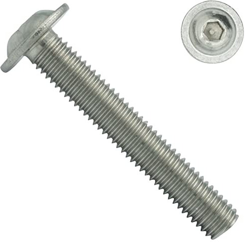 Linsenkopfschrauben mit Flansch und Innensechskant (ISK) - M8x100 - (20 Stück) - ISO 7380-2 - rostfreier Edelstahl A2 V2A - Vollgewinde - Flanschschrauben - Flachkopfschrauben - SC7380-2